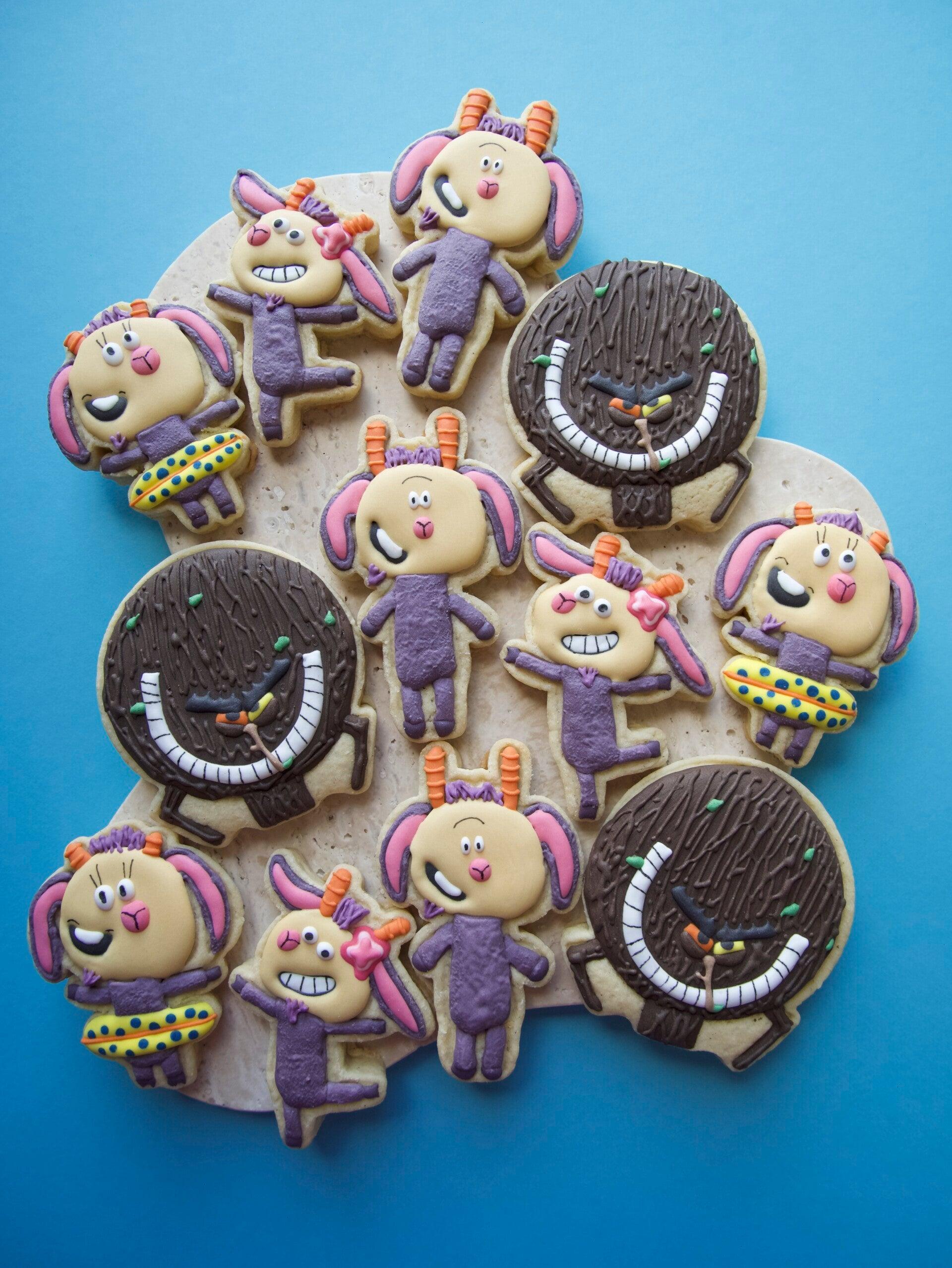 Fargerike, hånddekorerte cookies